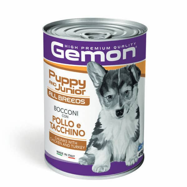 GEMON DOG CHUNKS PUPPY & JUNIOR konservi kucēniem Vista, tītars 415g